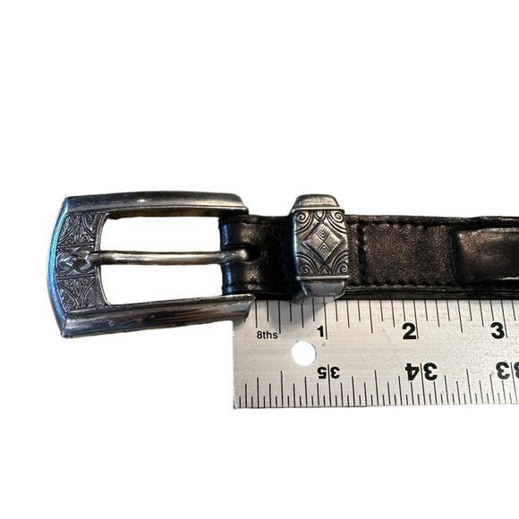 Vintage Brighton Woven Belt Womens 34 Large with Silver Buckle and Conchos main image 4